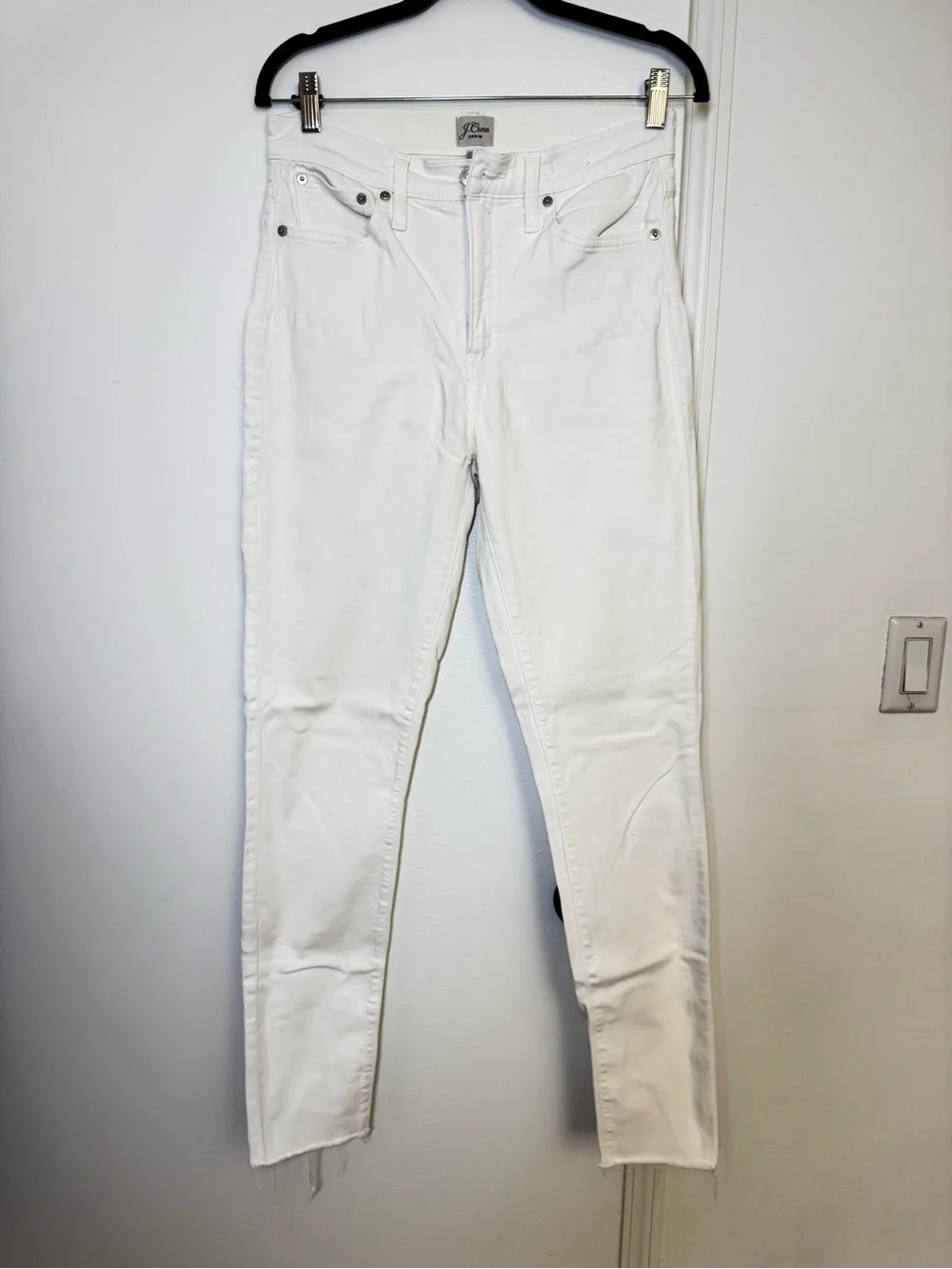 J. Crew White Straight-Leg High-Rise Jeans